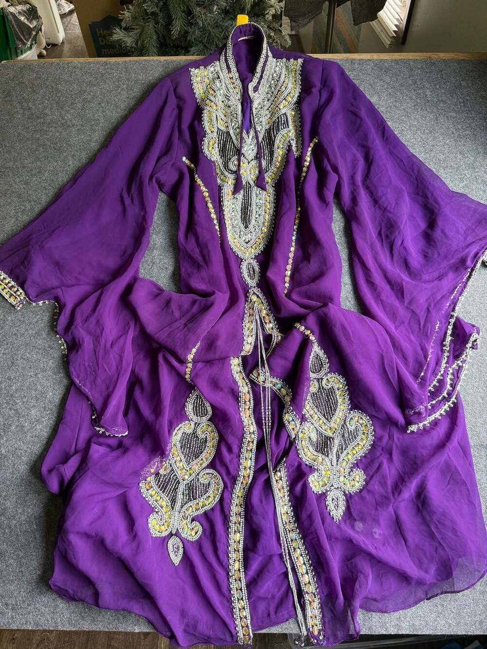 Purple Embellished Henna Party Dress Kaftan with Bell Sleeves *read and see